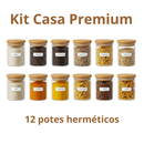 Kit Potes Herméticos de Vidro 200ml com Tampa de Bambu para Mantimentos | Casa Niva