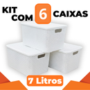 Kit de Cestos Organizadores Rattan com Tampa 7L Multiuso | Casa Niva