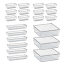 Kit 21 Organizador Multiuso Modular Gavetas Acrilico Cristal e Fume