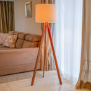 Abajur De Chão Tripé 1,50 Cm Completo Com Cúpula E Fiação Luminária De Piso Para Sala, Quarto