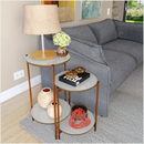 Conjunto 2 Mesa Lateral pés de aço para canto de sofá 100% mdf pintura laqueada borda chanfada Lunis