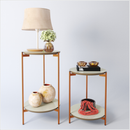 Conjunto 2 Mesa Lateral pés de aço para canto de sofá 100% mdf pintura laqueada borda chanfada Lunis