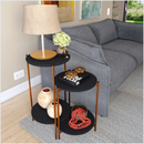 Conjunto 2 Mesa Lateral pés de aço para canto de sofá 100% mdf pintura laqueada borda chanfada Lunis