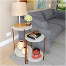Kit 2 Mesas Laterais Decorativas Lunis com Pés de Aço e MDF Laqueado | Casa Niva