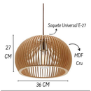 Kit com 2 Lustre Luxuoso Madeira Para Decoração Ambiente Externo e Interno