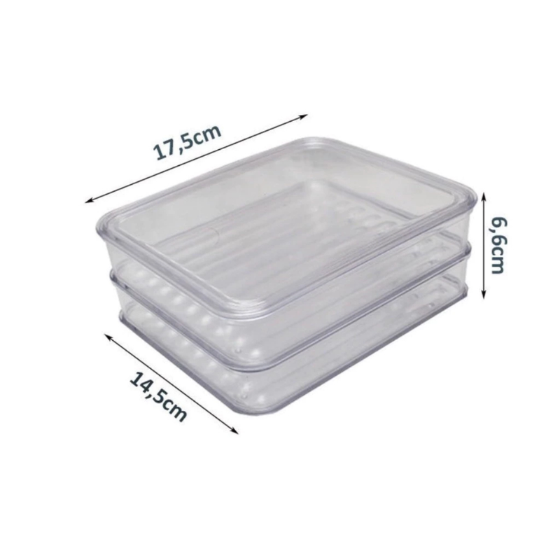 Kit Porta Frios Presunto Queijo Kit Acrílico Resistente Duplex Com Tampa Hermético Empilhável