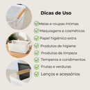 Cesto plástico Organizador Para Frutas Telado Retangular Fruteira Com Alça Madeira multiuso