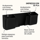 Suporte Triplo Parede Universal 2 Controles + Celular Fita dupla face Forte Preto e Branco