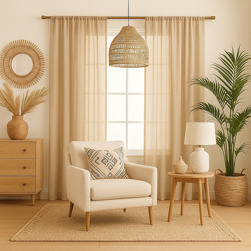 Cortina Linho Passa Varão Boho Luxo Decoração Aconchegante Varios Tamanhos e Cores