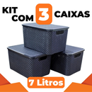 Kit de Cestos Organizadores Rattan com Tampa 7L Multiuso | Casa Niva