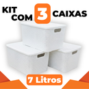 Kit de Cestos Organizadores Rattan com Tampa 7L Multiuso | Casa Niva