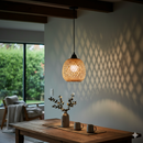 Composição de Lustres Teto Luminária Pendente Bambu Rattan Rústico Trançado Conjunto Sala Cozinha Varanda