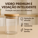 Belifou Kit 6 Pote hermético 200ML Pote De Vidro com Tampa bambu pote de mantimentos para cozinha