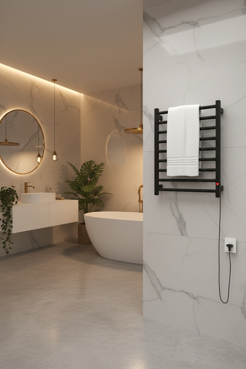 Toalheiro Térmico Alumínio Porta Toalha 2 Toalhas Banho 127/220 V Bivolt Electrowood