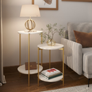 Kit 2 Mesas Laterais Decorativas Lunis com Pés de Aço e MDF Laqueado | Casa Niva