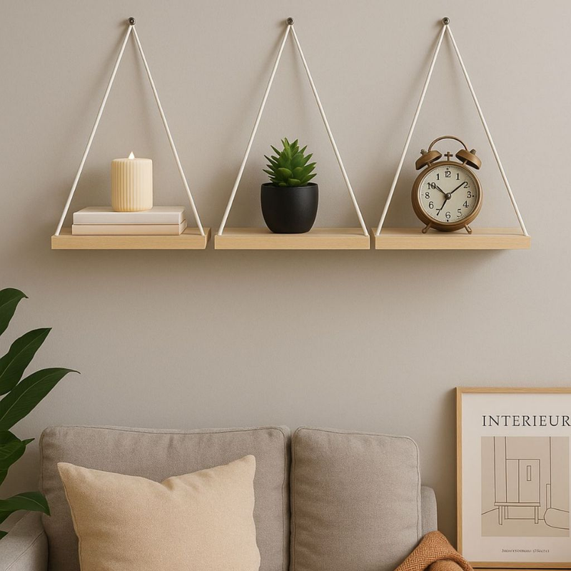 Kit Prateleiras Suspensas de Pinus para Plantas e Decoração | Casa Niva