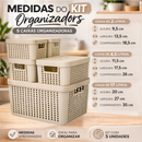 Kit 5 Caixas Organizadoras com Tampa Cesto Grande de Plástico 2 Litros 4,5 Litros 17 Litros