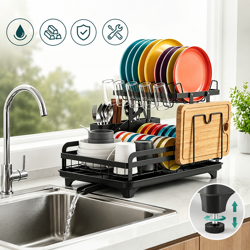 Escorredor de Louças Rack Aço Carbono Organizador Cor Preto