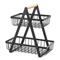 Fruteira Dupla de Mesa Multiuso em Metal Preto Organizador Decorativo | Casa Niva