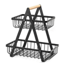 Fruteira Dupla de Mesa Multiuso em Metal Preto Organizador Decorativo | Casa Niva