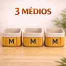 Kit 3 Cestos Organizadores de Bambu com Forro Lavável Multiuso | Casa Niva