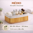 Kit 3 Cestos Organizadores de Bambu com Forro Lavável Multiuso | Casa Niva