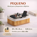 Kit 3 Cestos Organizadores de Bambu com Forro Lavável Multiuso | Casa Niva