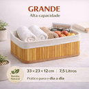Kit 3 Cestos Organizadores de Bambu com Forro Lavável Multiuso | Casa Niva