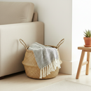 Cesta De Vime Seagrass Wickerwork Portátil Lavanderia Suja Armazenamento Jardim Decoração De Casa